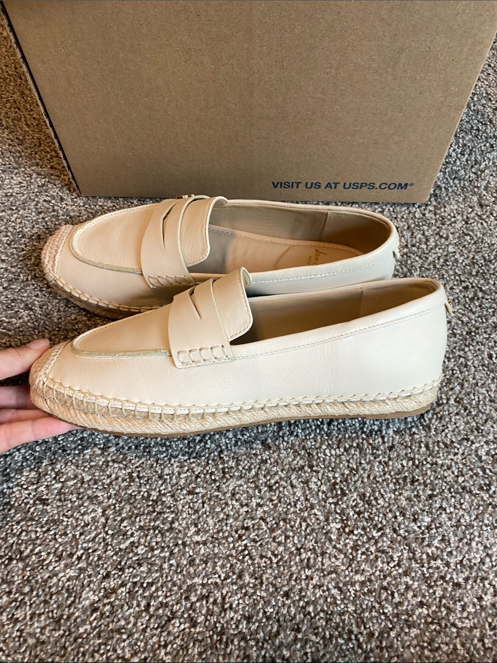 Sam Edelman Cream Leather Espadrille Loafers - Picture 3 of 10